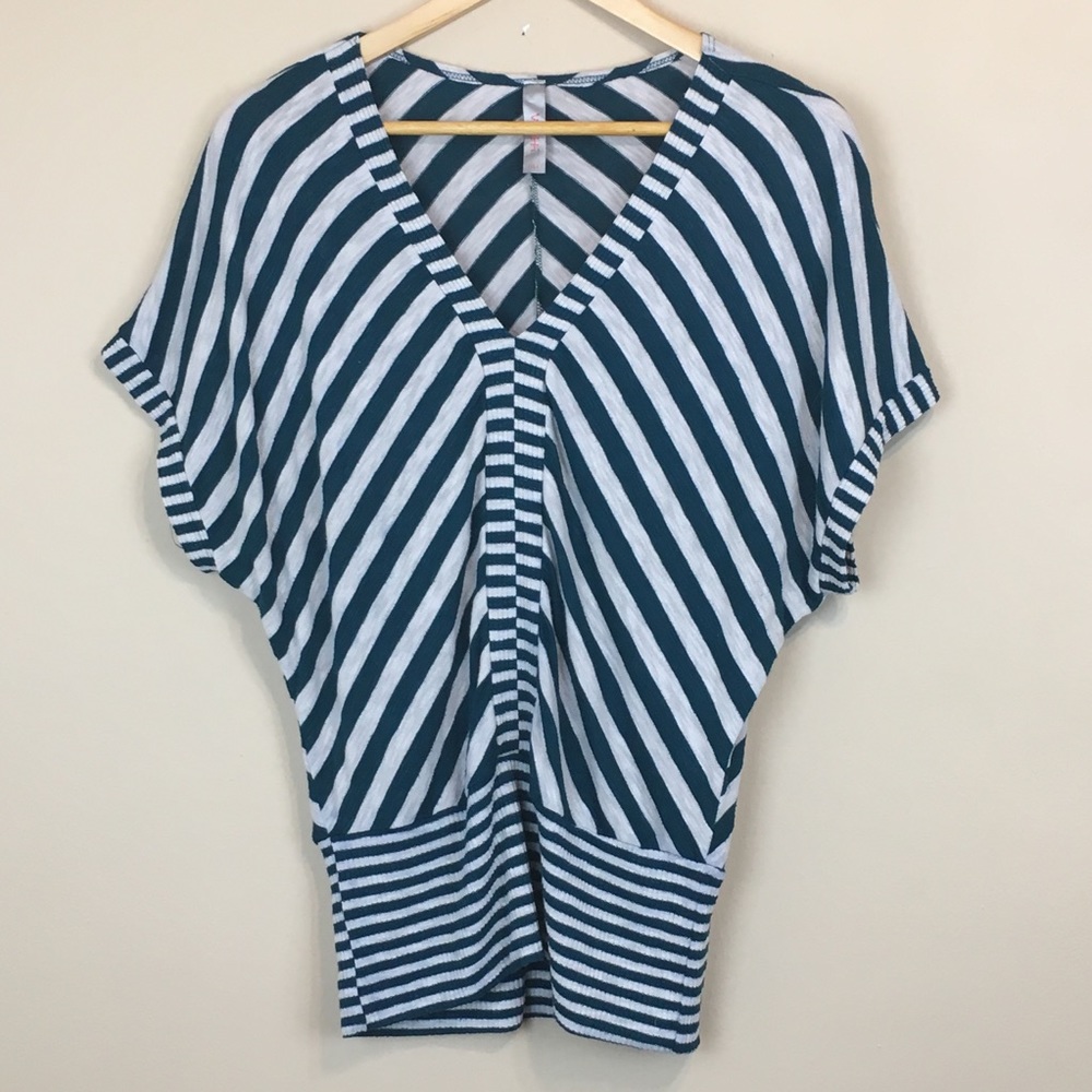 Ventti Striped Dolman Sleeve Sweater